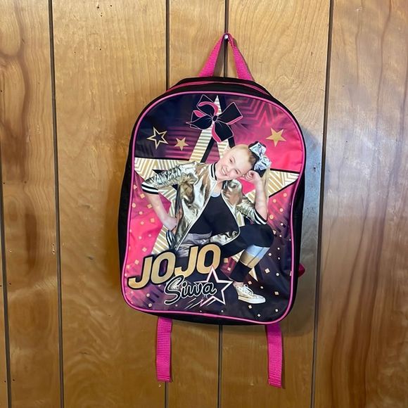 •JOJO SIWA• BLACK/PINK LARGE POCKET BACKPACK/BOOKBAG EUC - Picture 3 of 11